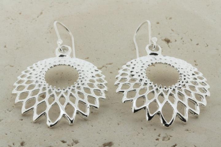 Feathered Drop Earrings for Women - Boho Chic Circle Feather Dangle Earrings for Party, Wedding & Everyday Wear