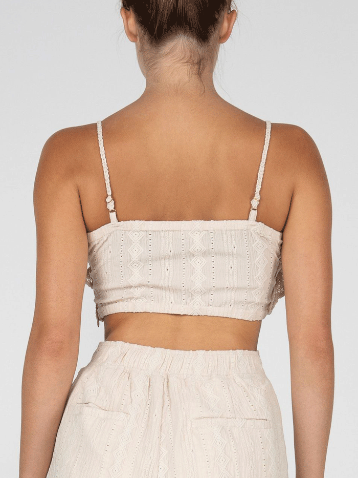 Miss Me MT2816T Women's All Over Crochet Crop Top in Natural - Perfect for Summer Outfits, Beach Wear & Boho Fashion