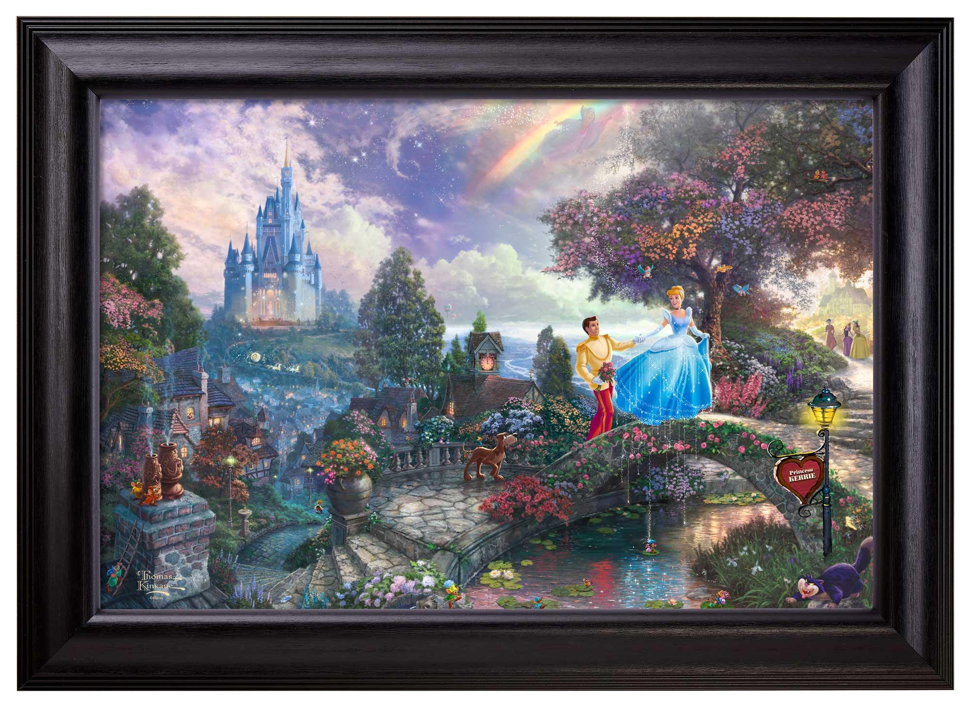 Disney Cinderella Wishes Upon A Dream Personalized Framed Canvas Wall Art - Perfect for Bedroom, Nursery & Disney Princess Themed Decor