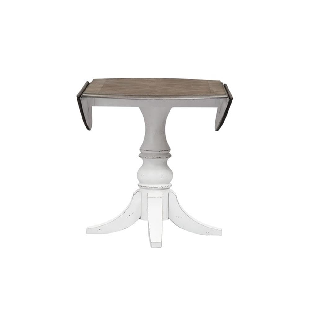 Liberty Furniture Magnolia Manor Drop Leaf Kitchen Dining Table - Antique White Finish - Perfect for Small Spaces, Breakfast Nooks & Cozy Dining Areas
