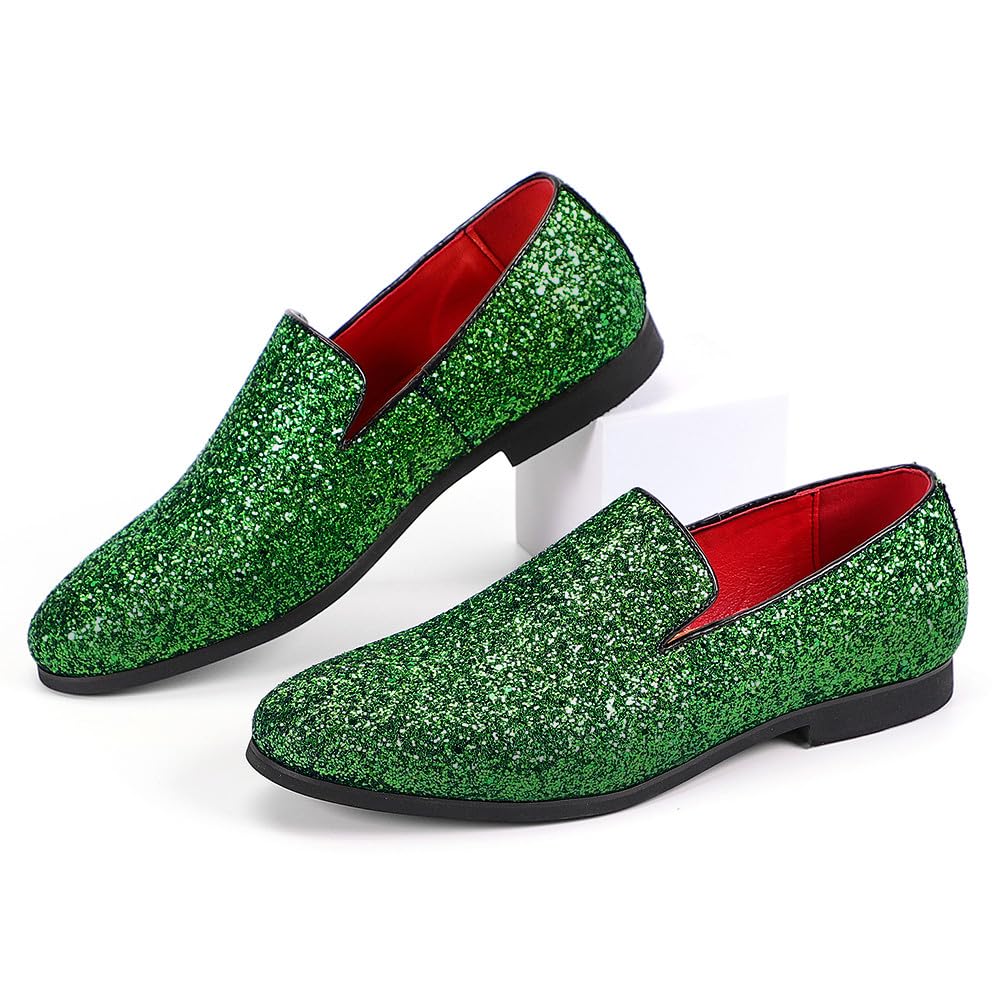 Men's Sparkly Loafers - Luxury Glitter Dress Shoes for Wedding, Tuxedo & Formal Events - Slip-On Comfort for Casual & Special Occasions