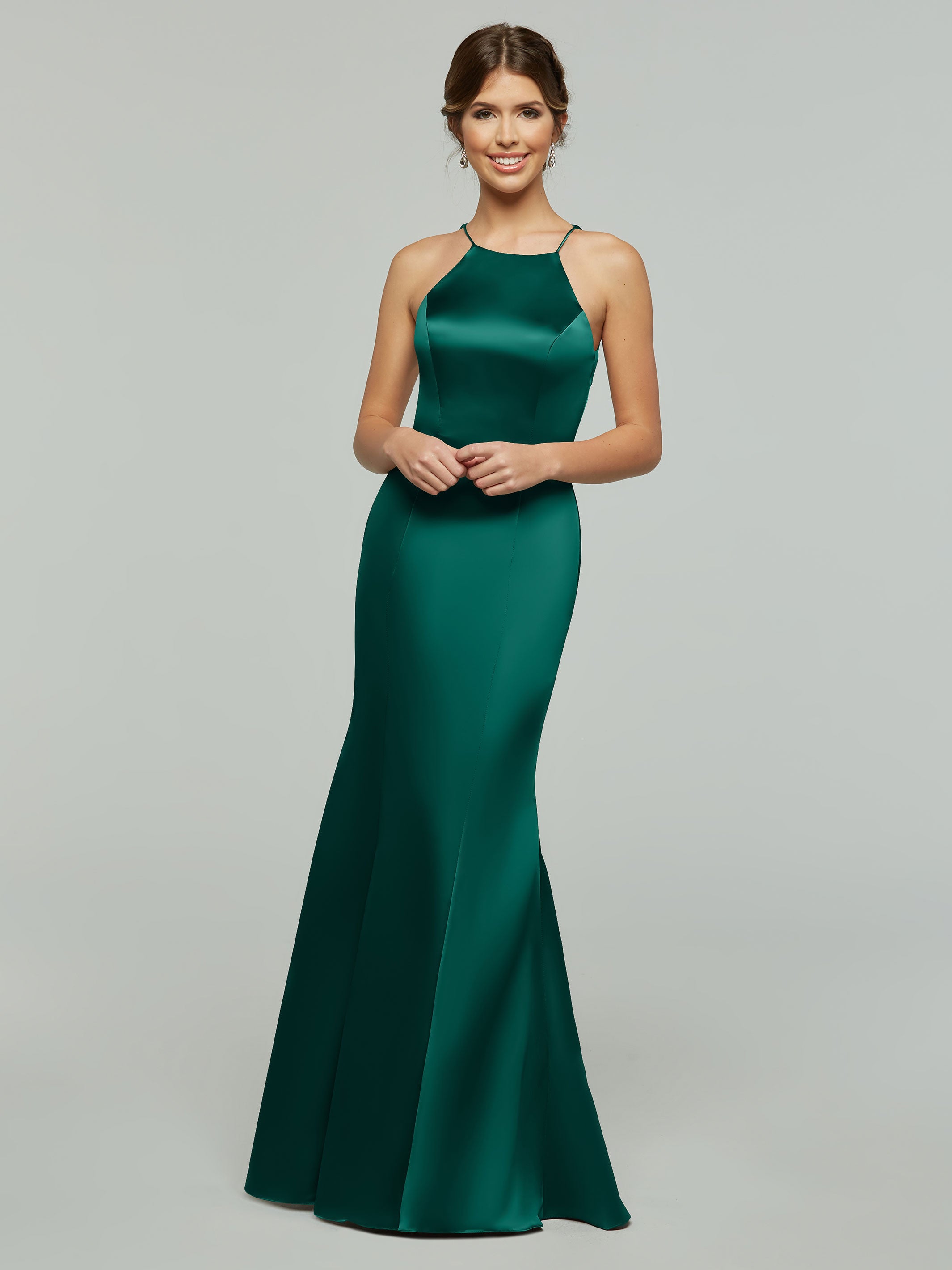 Elegant Mermaid Satin Bridesmaid Dress with Halter Neckline - Perfect for Weddings, Prom & Formal Events | Style 80071 Alt3