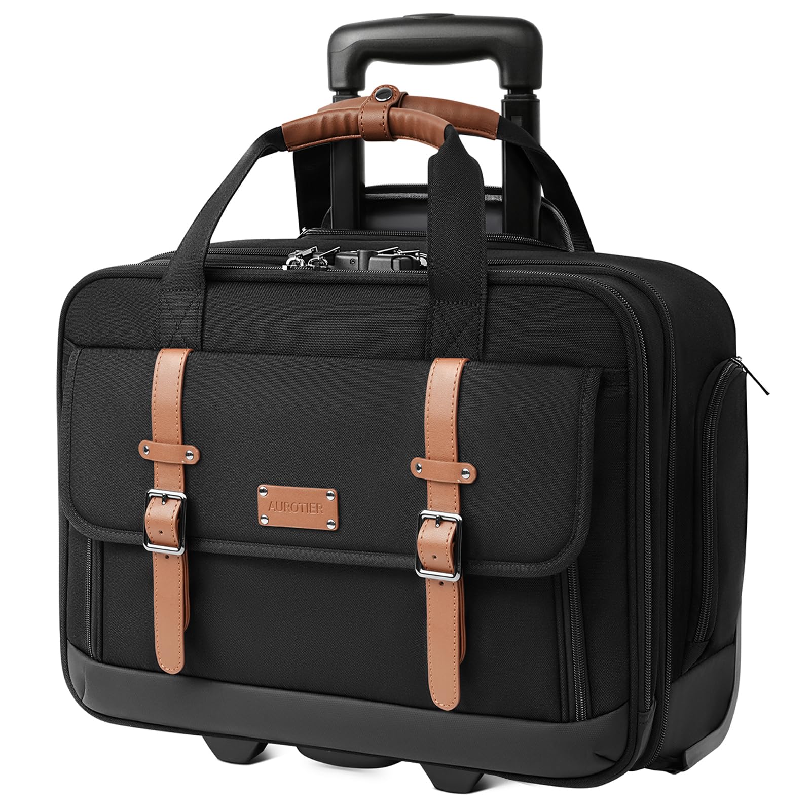17 Inch Rolling Laptop Bag with Wheels - Professional Underseat Carry-On Briefcase for Men & Women - Perfect for Business Travel & Office Commute