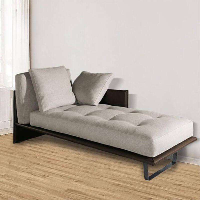 Modern Master Bedroom Chaise Lounge with Birch Wood Frame & Grey Upholstery - Corner Nook Seating Unit for Relaxing, Reading & Lounging