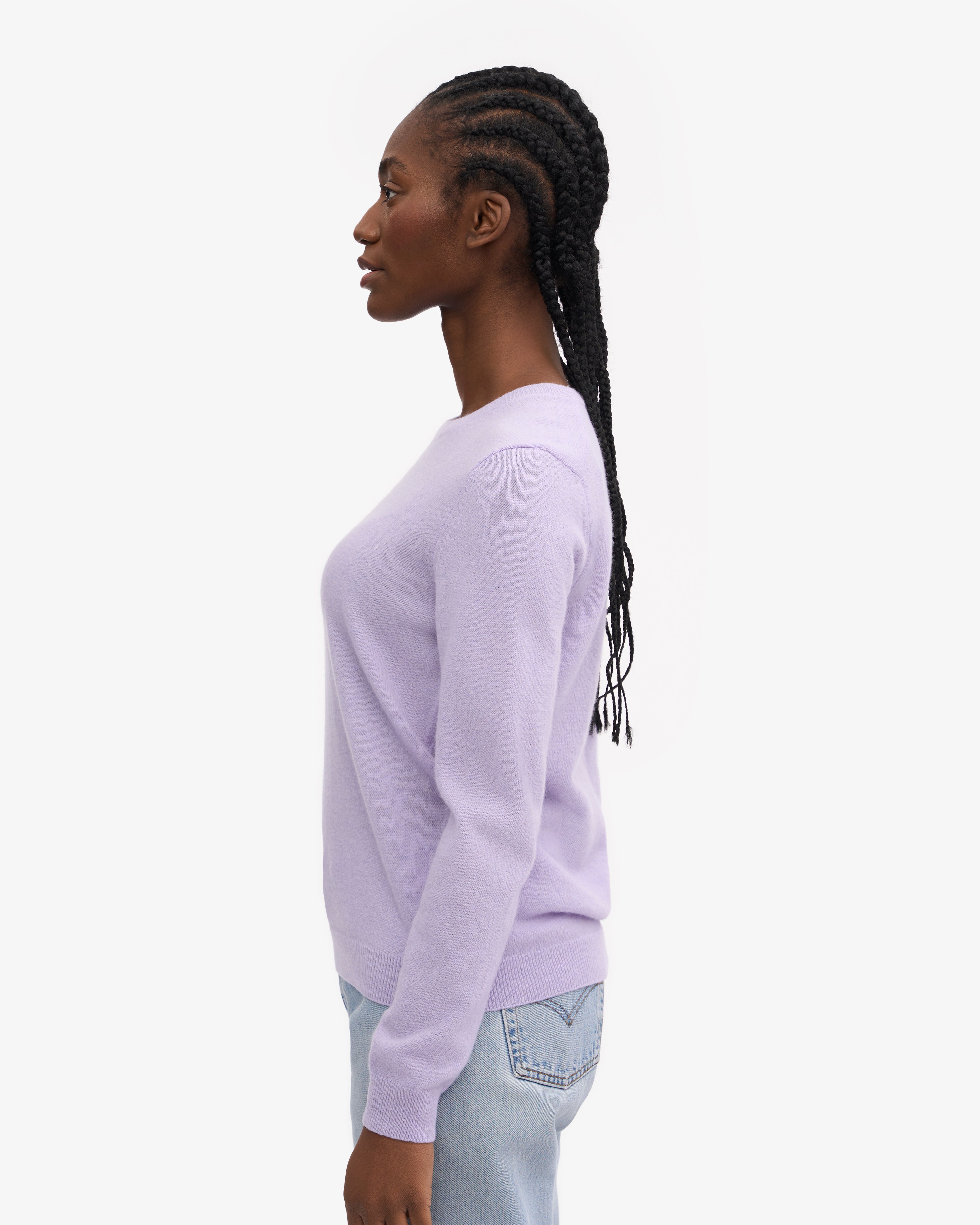 Soft Lavender Women's Light Merino Wool Crew Neck Sweater - Cozy & Breathable for Fall/Winter Layering, Office Wear & Casual Outfits