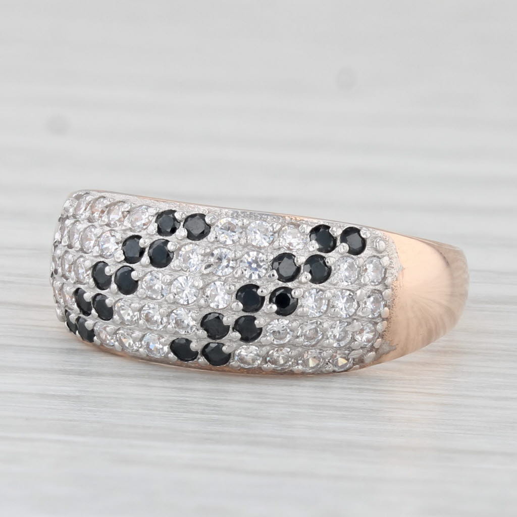 0.36ctw Black & White Cubic Zirconia Pave Ring in 14k Yellow Gold - Size 6.75 | Elegant Wedding Band, Anniversary Gift for Her, Fashion Jewelry for Women