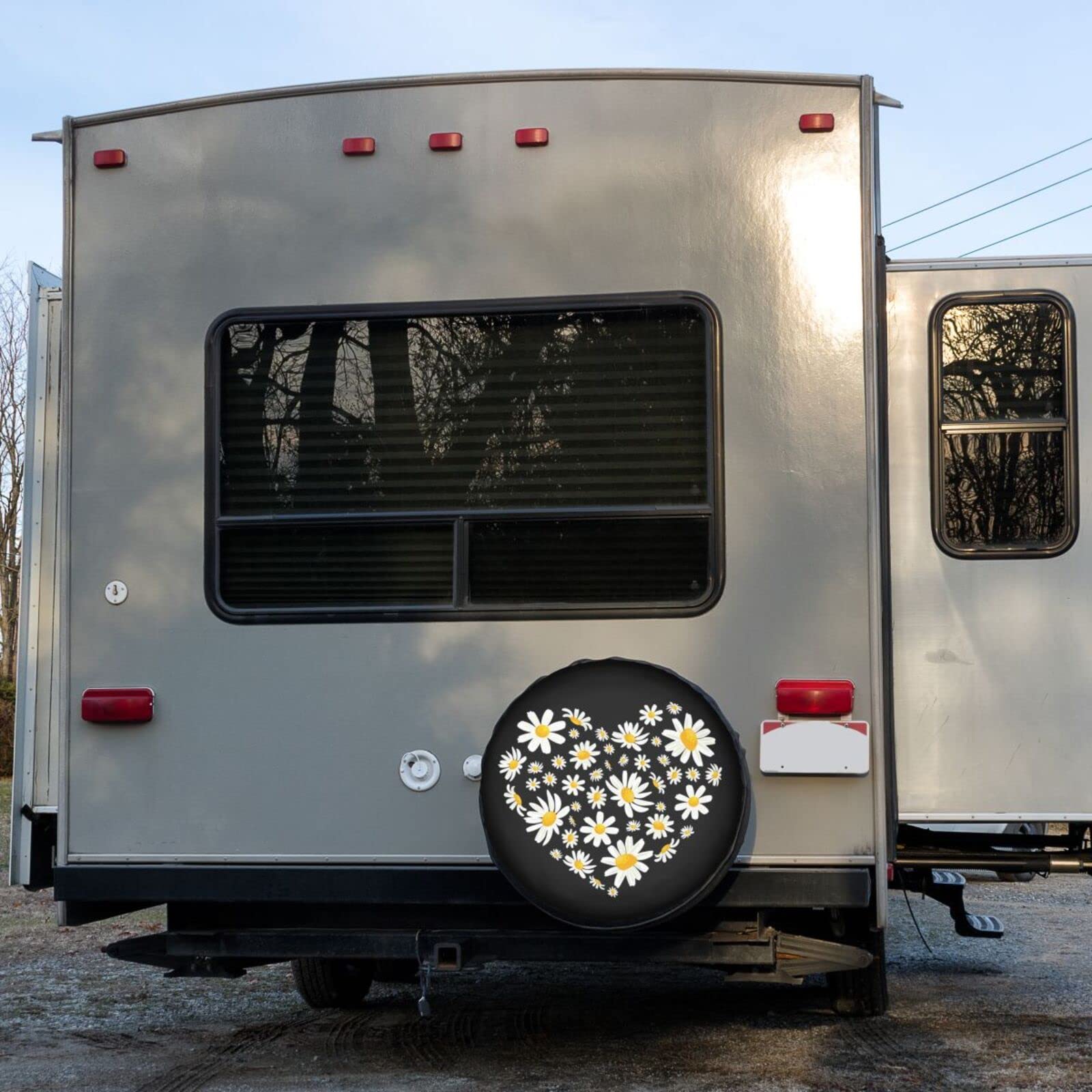 Love Daisy Flowers Spare Tire Cover - 16 Inch Dust-Proof Wheel Protector for Trailers, RVs, SUVs & Vehicles | Outdoor Travel Accessory
