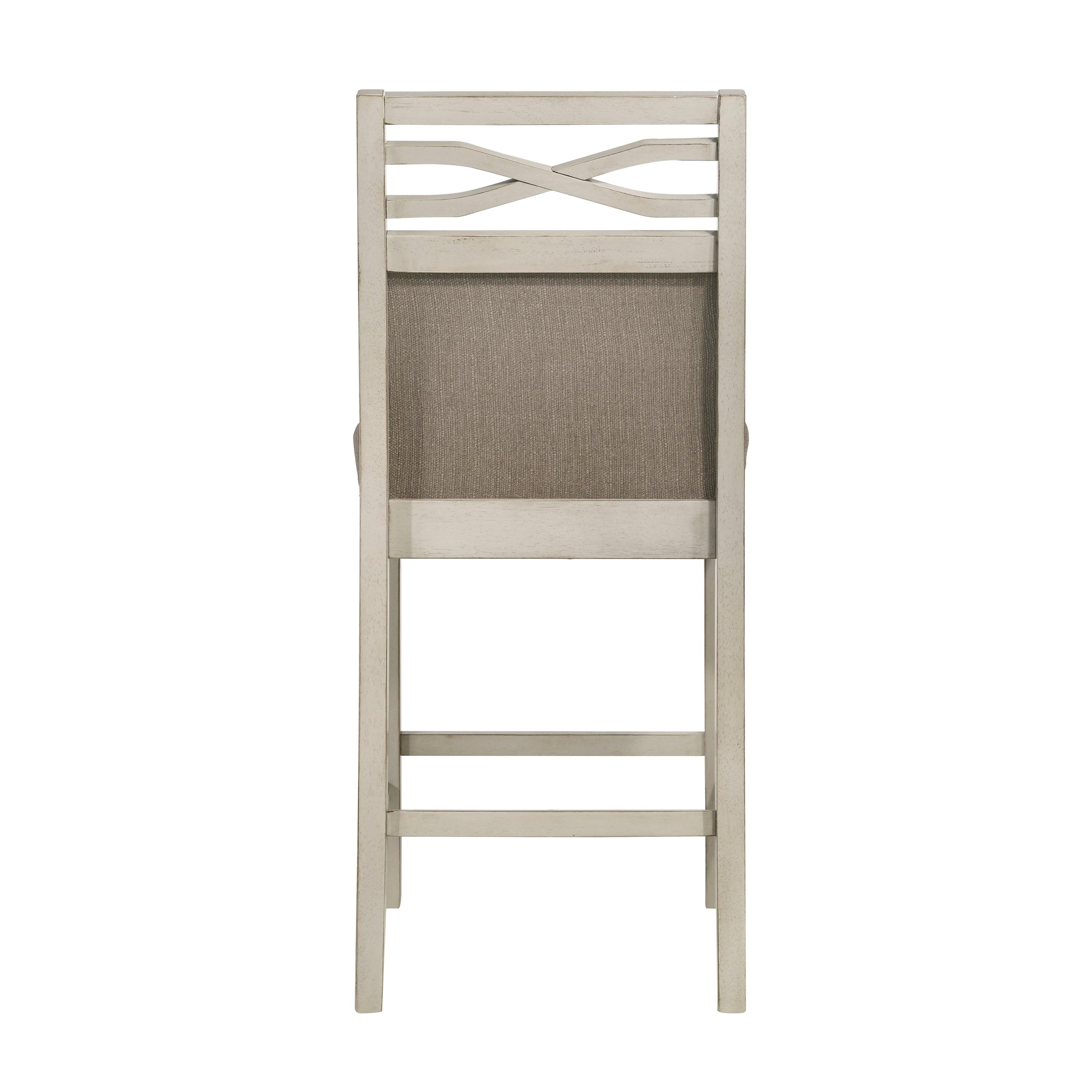 2-Piece Counter Height Chairs Set - Gray Fabric Upholstered Wooden Bar Stools with Back Support, Country Style Kitchen Dining Furniture for Breakfast Nook, Bar Counter & Small Space Decor