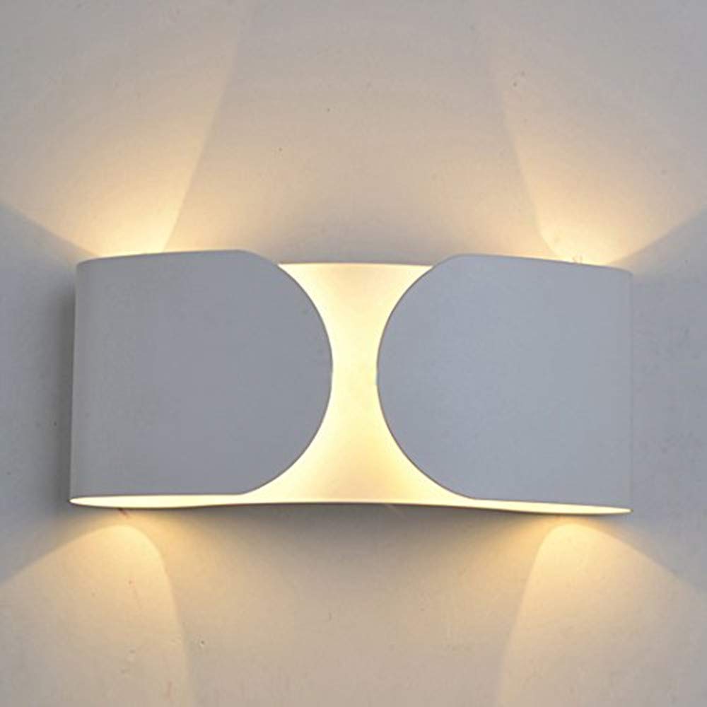 RUNNUP Modern White LED Wall Sconce with Bulb Included - 6W COB Chip Decorative Lighting for Pathway, Staircase, Bedroom & Balcony | Perfect Night Light for Hallways, Porches and Outdoor Spaces