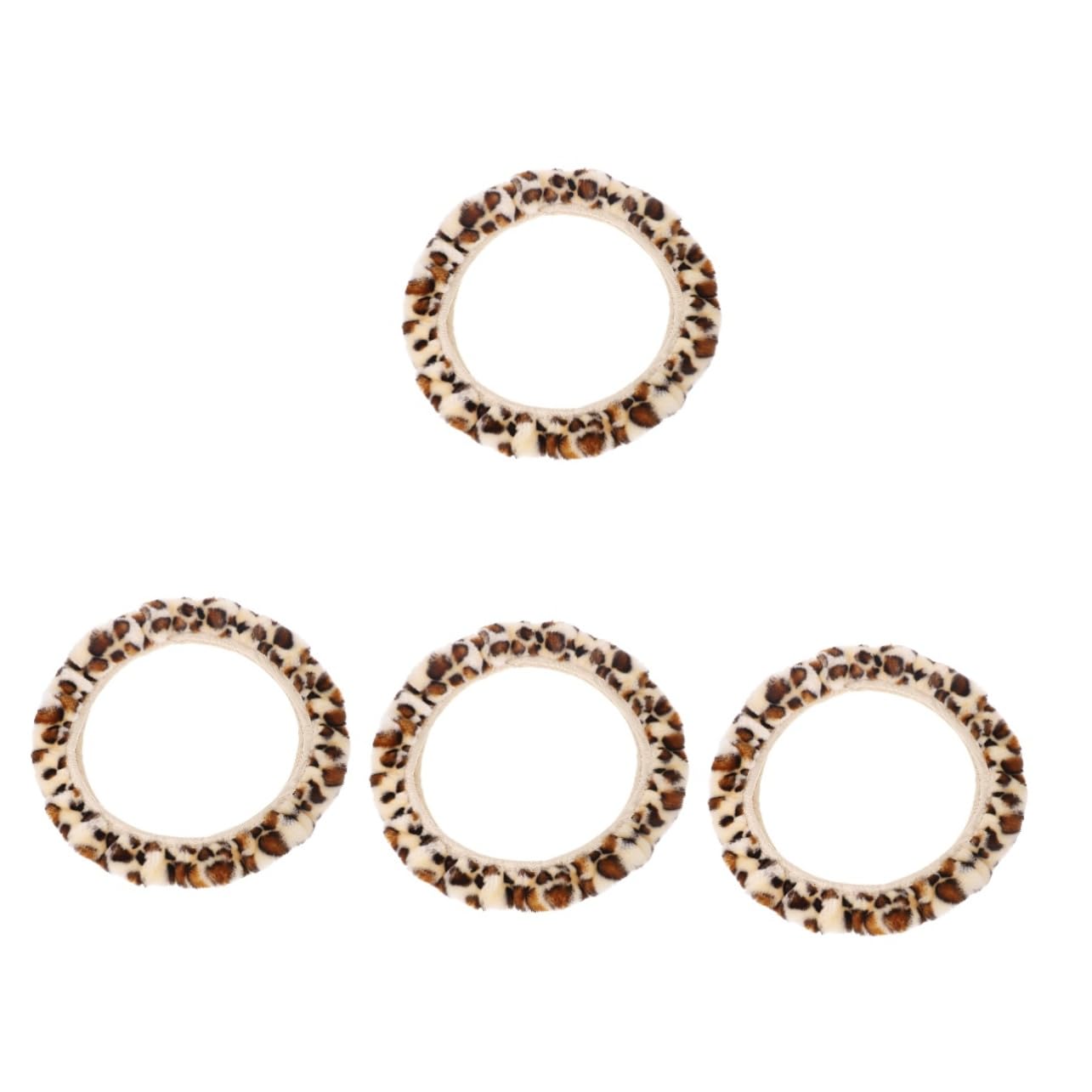 VICASKY 4-Piece Car Wheel Cover Protector Set - Elastic Plush Steering Wheel Covers with Delicate Leopard Print - Perfect for Winter Protection & Interior Decoration