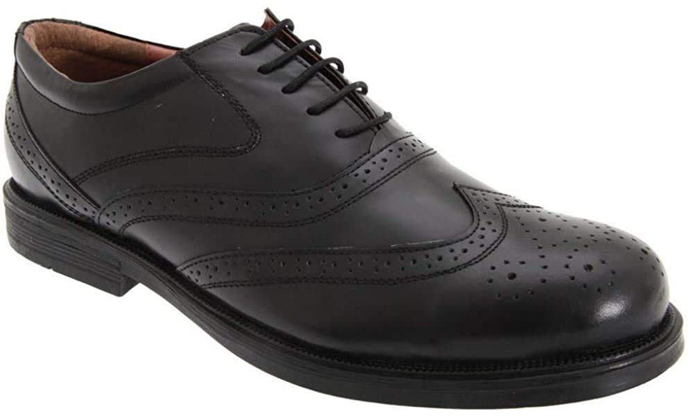 Men's Scimitar Formal Lace Up Brogue Dress Shoes in Black - Size 14 UK - Perfect for Business Meetings, Weddings & Formal Occasions
