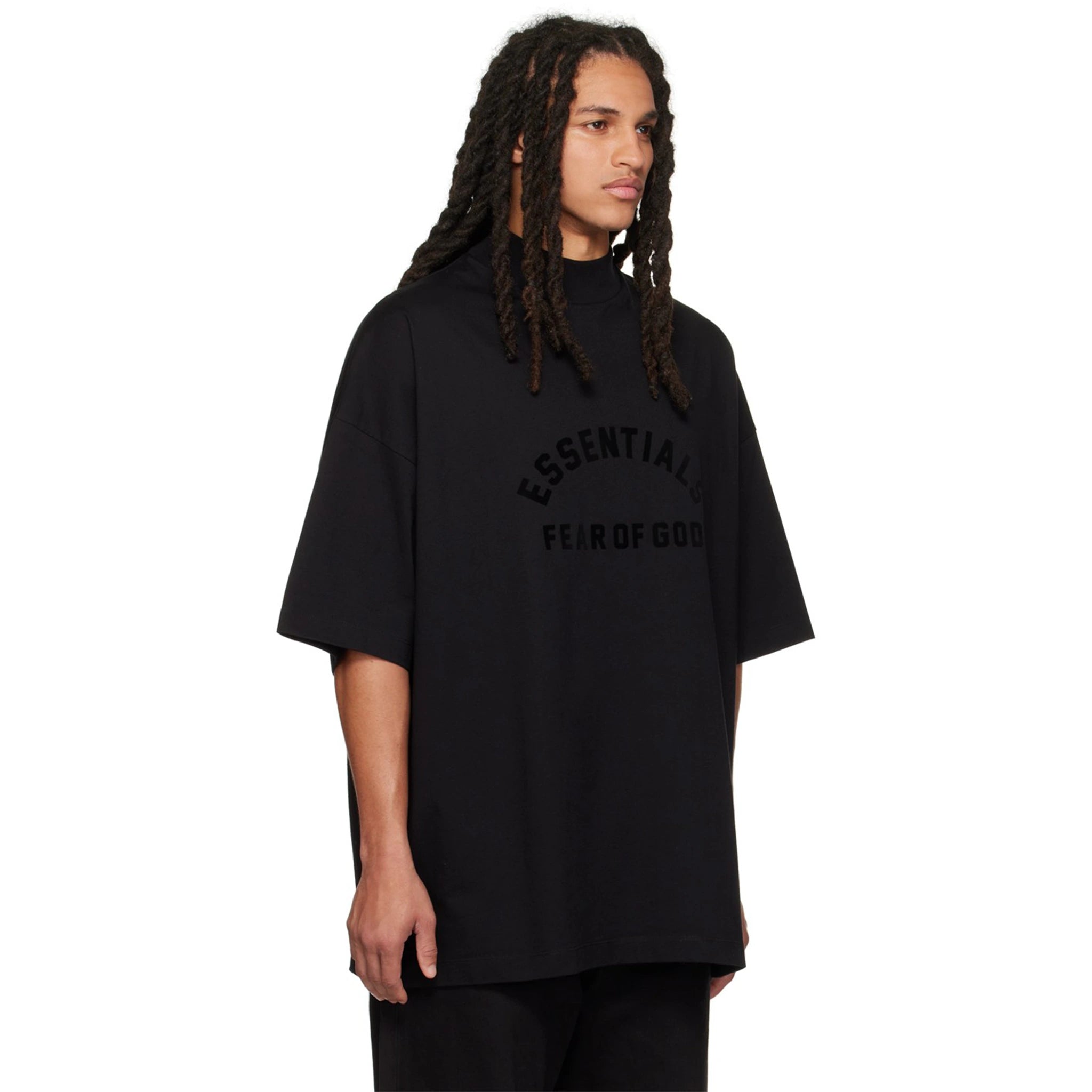 Fear of God Essentials Arch Logo Jet Black T-Shirt (SS23) - Men's Streetwear Fashion for Casual Wear & Urban Style