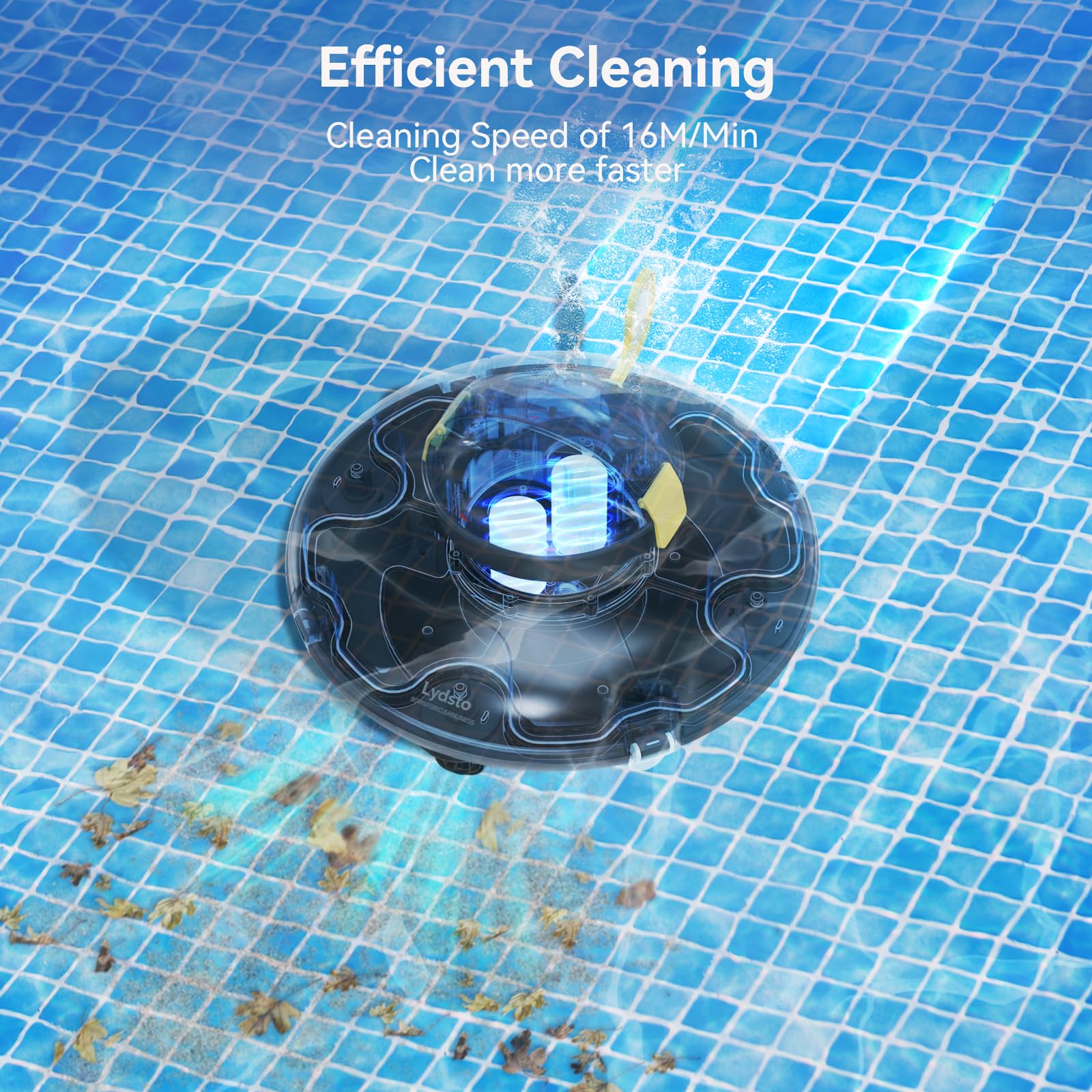 Automatic Cordless Robotic Pool Cleaner for Above Ground Pools - Dual-Drive Motors & Water Sensor Technology - Rechargeable Battery for Flat Bottom Pools up to 35ft (Yellow) - Perfect for Weekly Pool Maintenance & Seasonal Cleaning