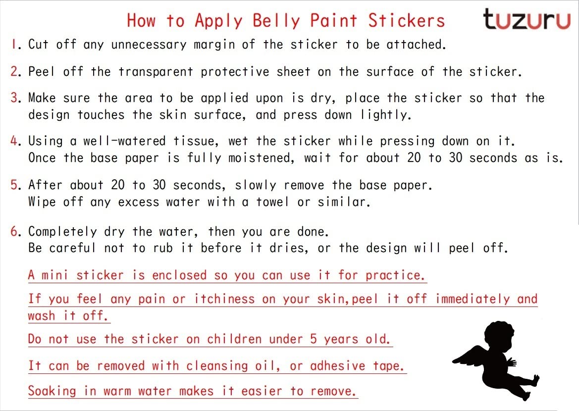 Tuzuru Pregnancy Belly Stickers - Cute Baby Bump Tattoo Stickers & Body Paint for Maternity Photos, Baby Showers & Gender Reveals - Perfect Maternity Gift for Expecting Moms (Style B)