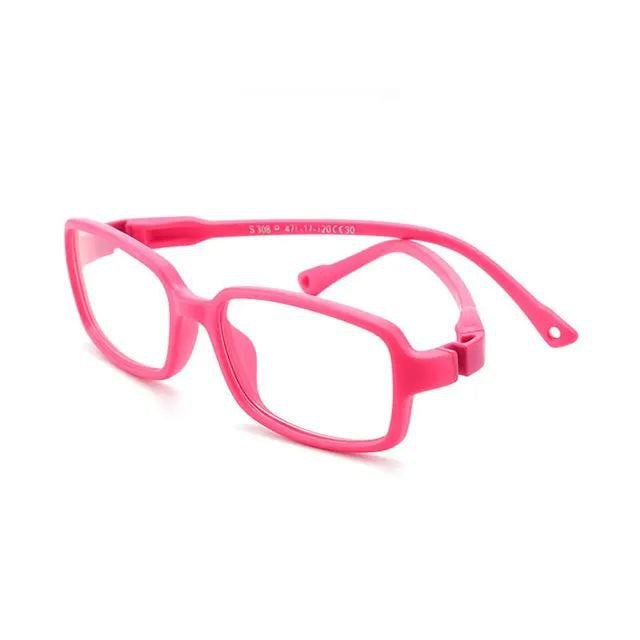 Unbreakable Flexible Kids Glasses with Adjustable Strap - Rectangle Frame for Ages 4-7 (S308) - Perfect for School, Sports & Outdoor Activities