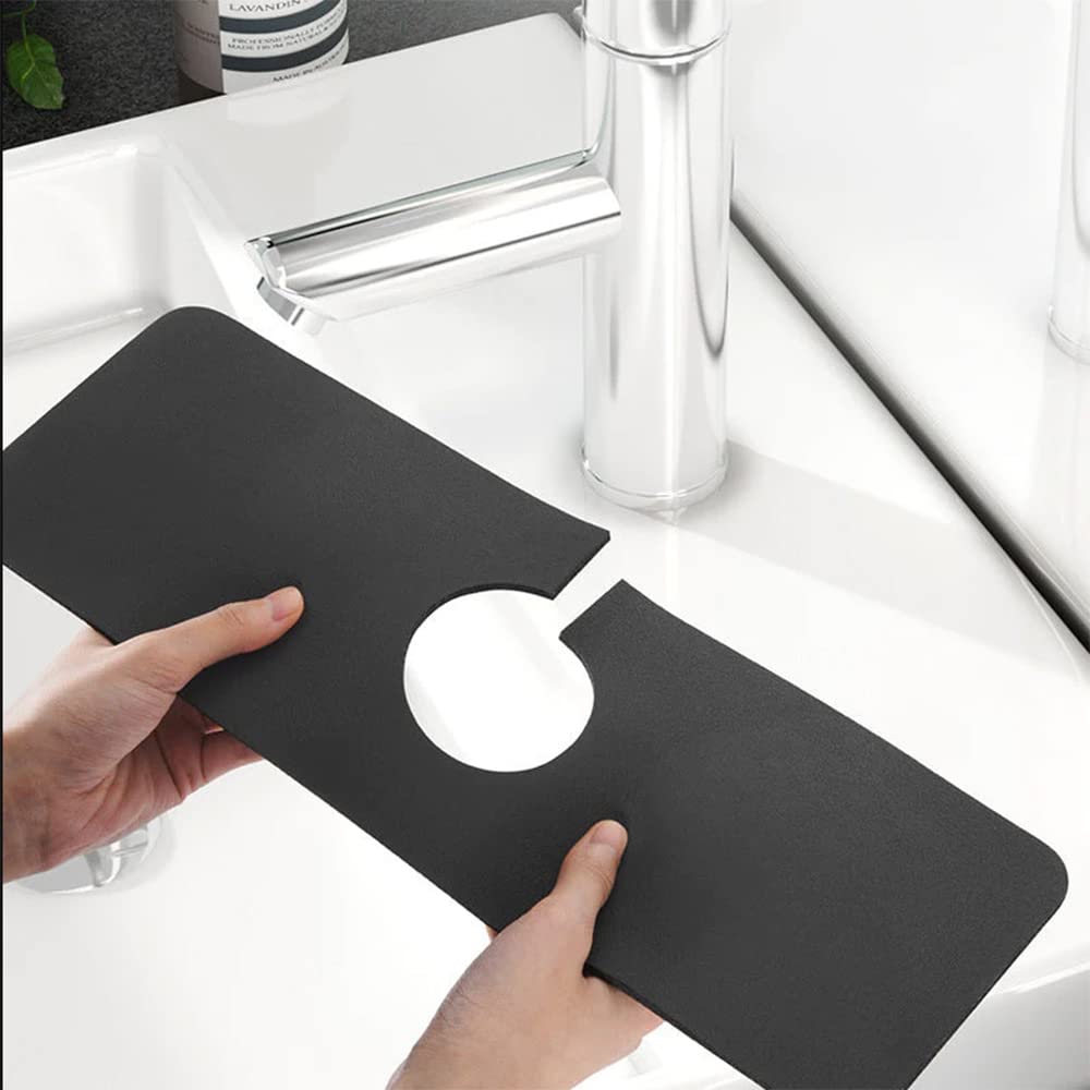 Diatomite Faucet Mat - Fast-Drying Silicone Splash Guard for Kitchen Sink (White) - Perfect for Wet Countertops