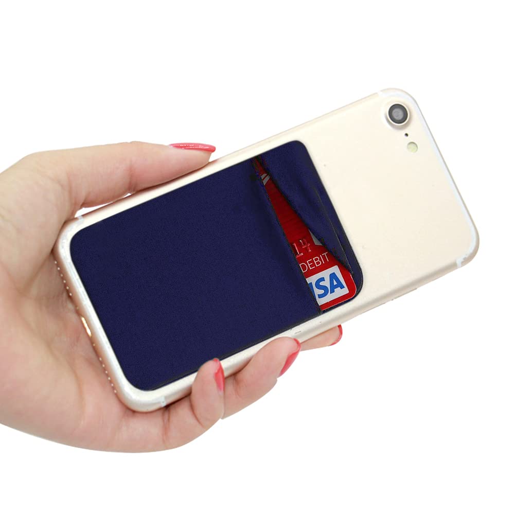 4 Pack Sticky Phone Card Holder - Adhesive Wallet for Credit Cards, ID & Cash - Stretchy Fabric Sleeves for Android Smartphones (Perfect for Gym, Travel & Everyday Use)