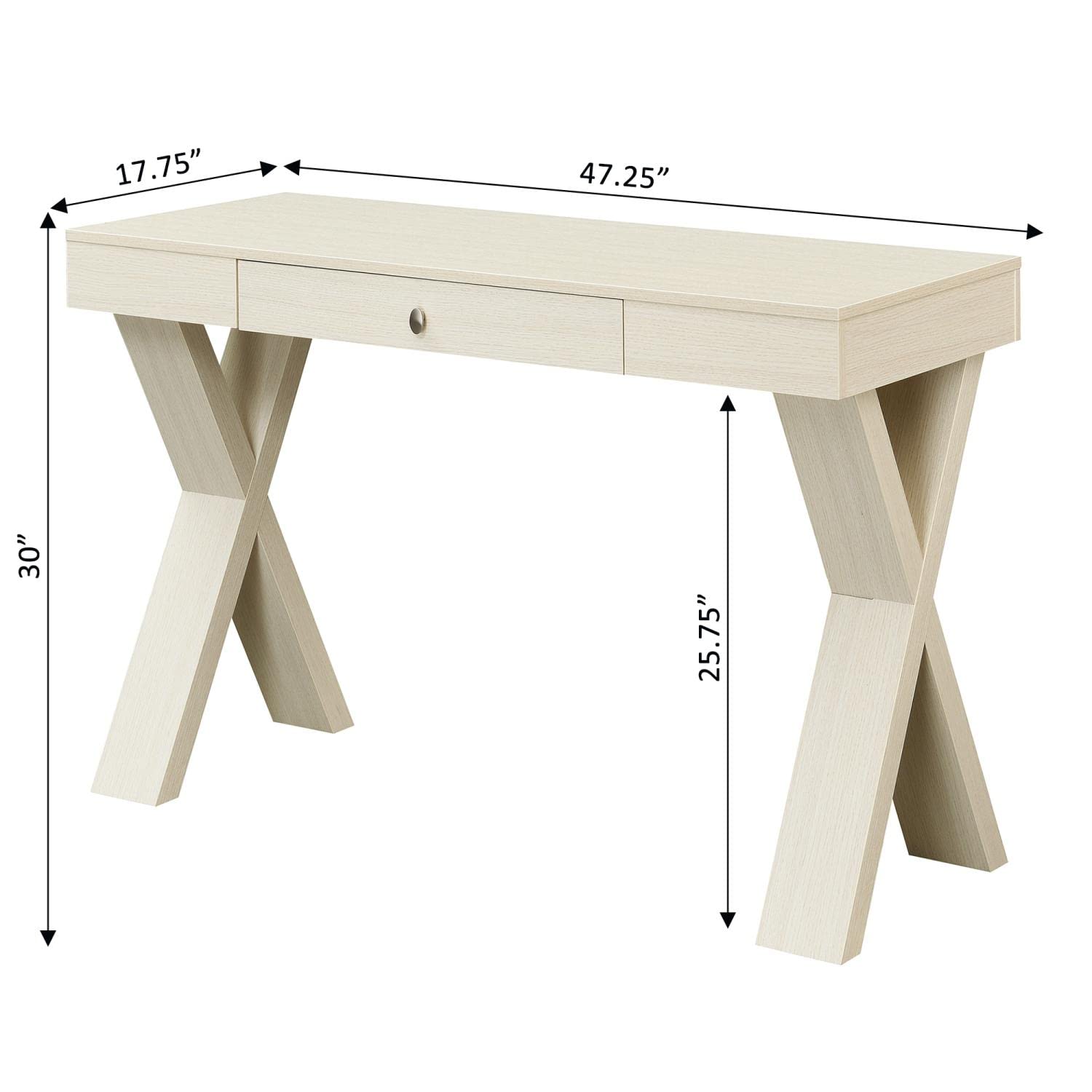Convenience Concepts Newport 1-Drawer Writing Desk in Ivory - Perfect for Home Office, Study Room & Small Spaces