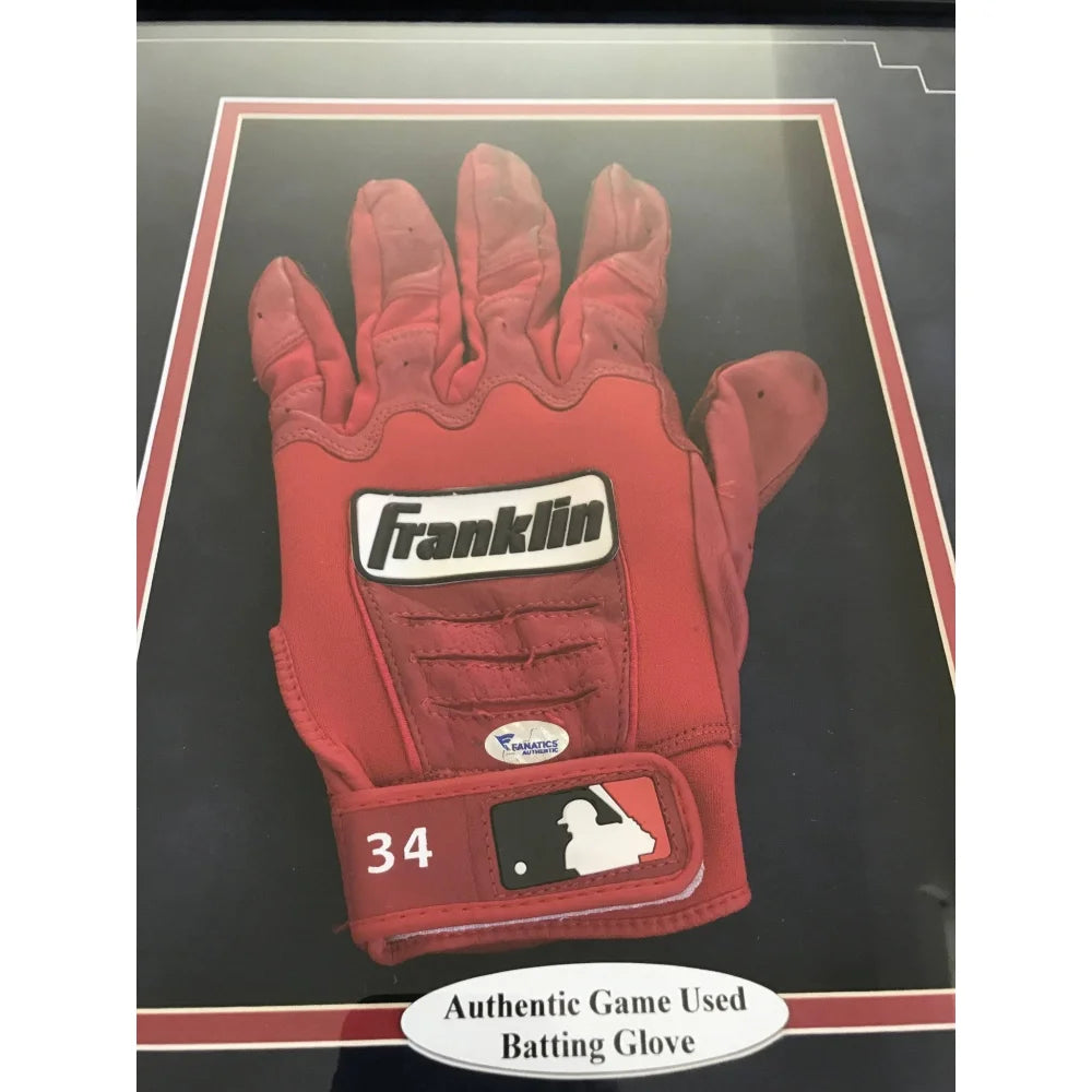 Authentic David Ortiz Game Used Batting Glove with COA - Framed 8x10 Red Sox Memorabilia - Perfect for Baseball Fans, Man Cave Decor, and Sports Collectors