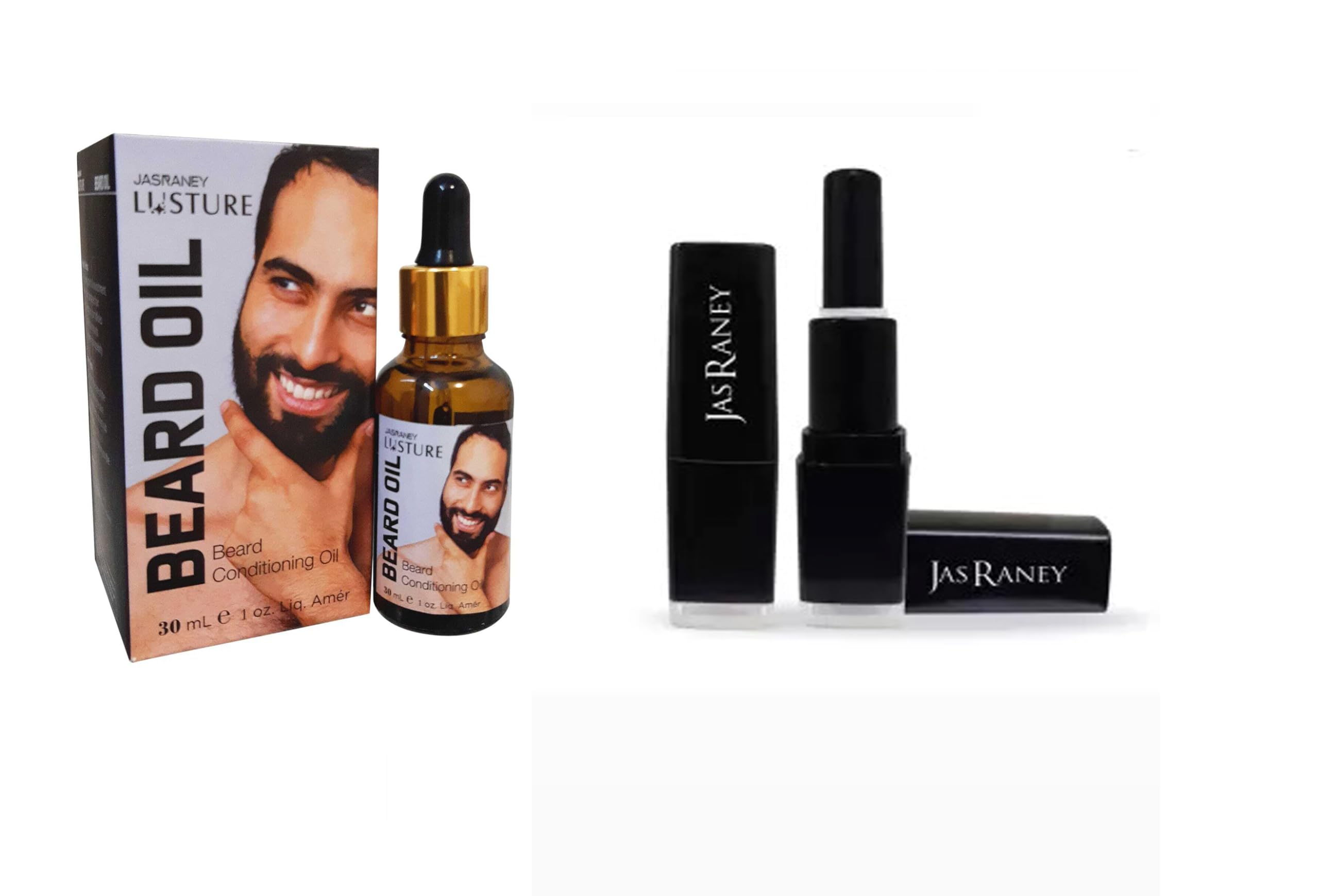 Jas Raney Beard Growth Oil & Hair Color Stick Combo - 30ml Natural Oil for Thicker Beard & Temporary Hair Root Touch Up - Pack of 2 | Perfect for Men's Grooming & Quick Hair Color Fixes