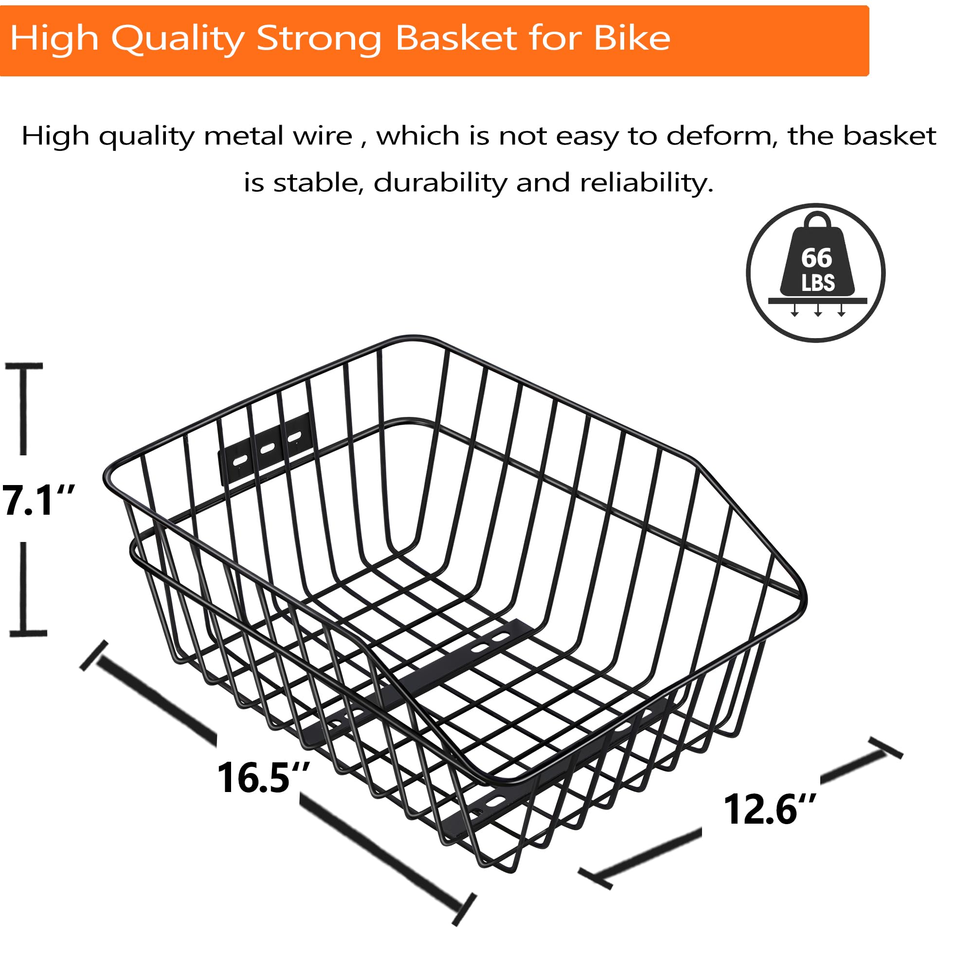 Rear Bike Basket with Liner - Large Waterproof Bicycle Rear Basket with Cargo Net - Perfect for Bike Trips, Grocery Shopping & Heavy Loads - Ideal for Commuting, Picnics & Outdoor Adventures