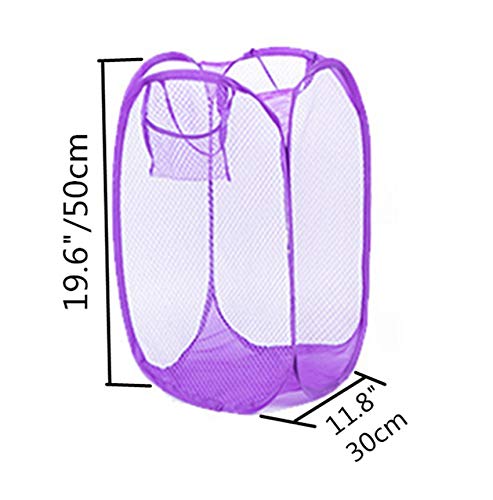 Foldable Portable Mesh Laundry Hamper for Baby Clothes & Kids Toys - Nursery Storage Basket, Pop Up Camper Organizer (Purple) - Perfect for Daycare, Travel & Small Space Organization
