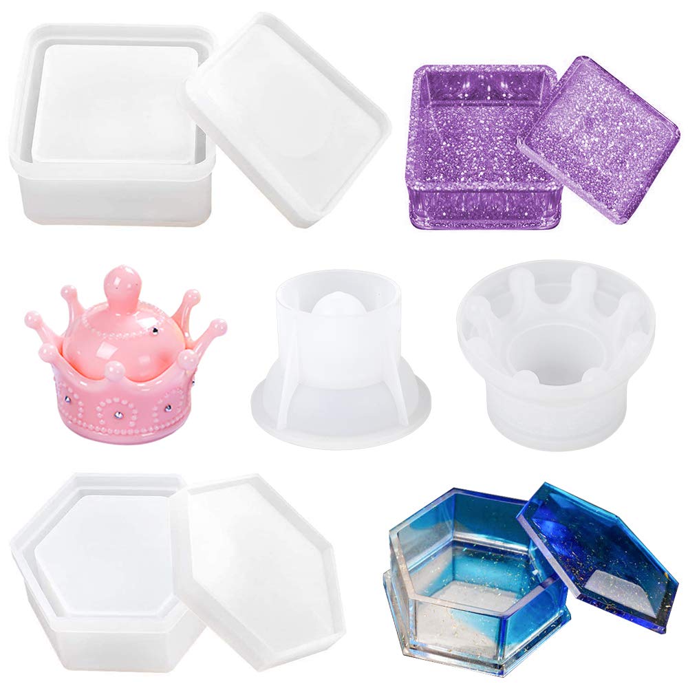 Souarts 3-Piece Resin Silicone Mold Set for DIY Crafts - Square, Heart & Rhombus Ashtray Molds | Perfect for Handmade Resin Art, Home Decor & Gift Making