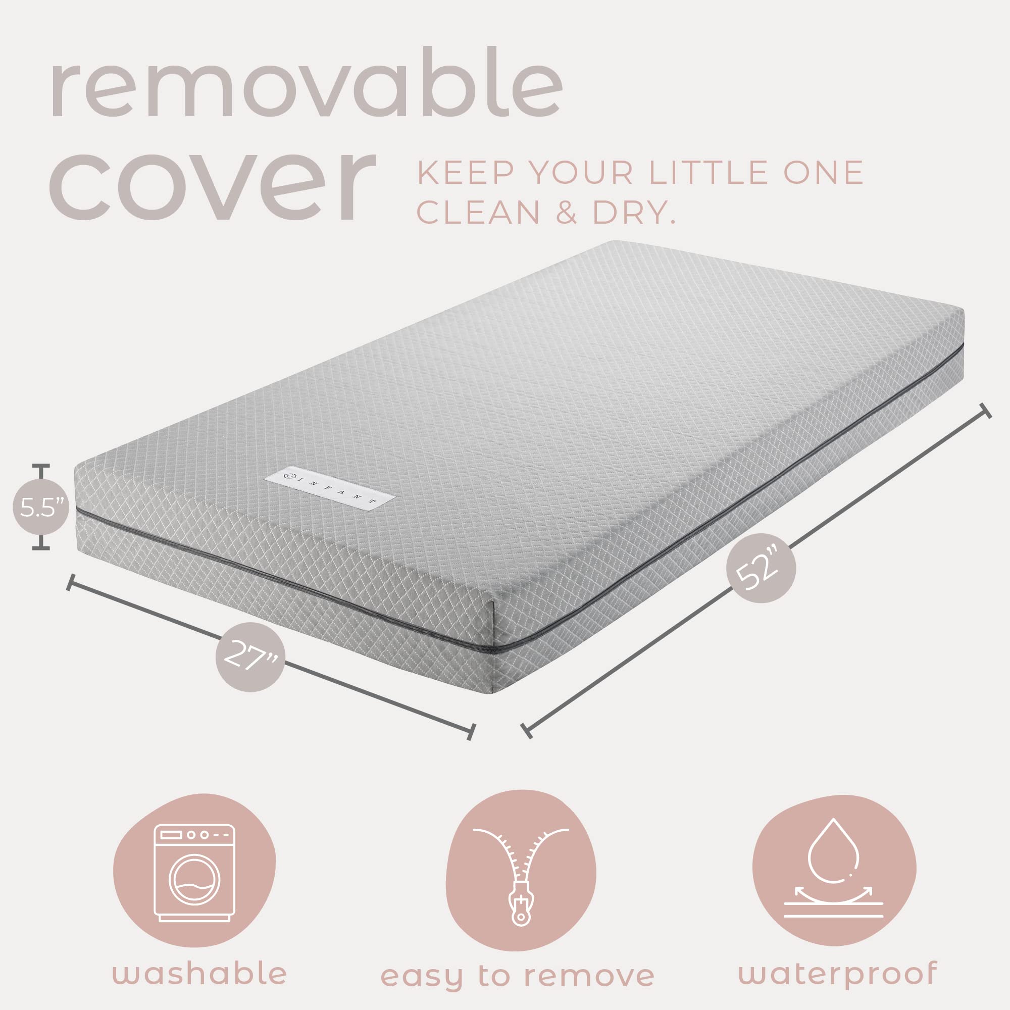 CertiPUR-US Certified Dual-Sided Crib & Toddler Mattress - Charcoal Infused Cooling Gel Memory Foam, Hypoallergenic & Waterproof Washable Cover | Firm Support for Infants, Soft Side for Toddlers | Perfect for Nursery, Daycare & Travel