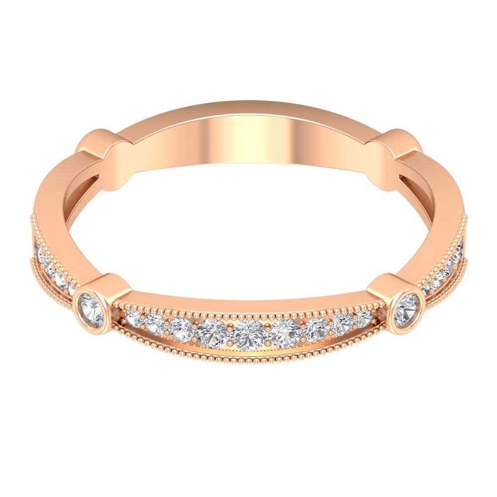 14K Solid Gold Moissanite Half Eternity Ring for Women - Certified Beaded Semi Eternity Wedding Band, Anniversary Gift & Everyday Luxury Jewelry