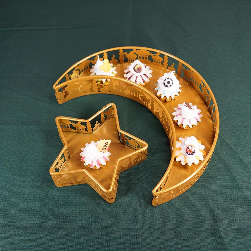 2022 New Eid Mubarak Moon Star Serving Tray - Islamic Party Supplies for Ramadan Desserts, Food Storage & Tableware - Perfect for Muslim Celebrations, Iftar Parties & Home Decor
