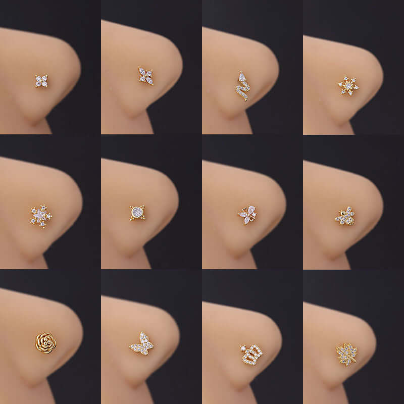 20G Hypoallergenic Rose Leaf Nose Studs - Surgical Steel Nose Ring for Sensitive Skin | Perfect for Everyday Wear, Parties & Special Occasions | HSPJ700