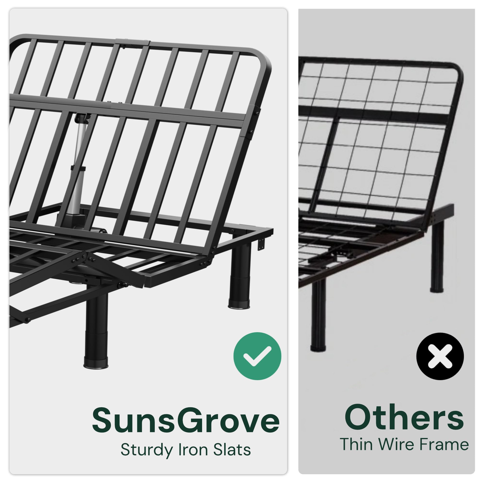 SunsGrove Queen Adjustable Bed Frame with Wireless Remote - Electric Zero Gravity Bed with Head & Foot Incline, Adjustable Height Base, Memory Presets & Anti-Snore Function - Perfect for Home, Office, and Guest Room Use