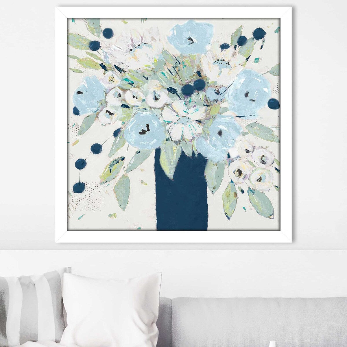 Blue Bouquet Vase Print on Acrylic - Elegant Floral Home Decor for Living Room, Bedroom & Office