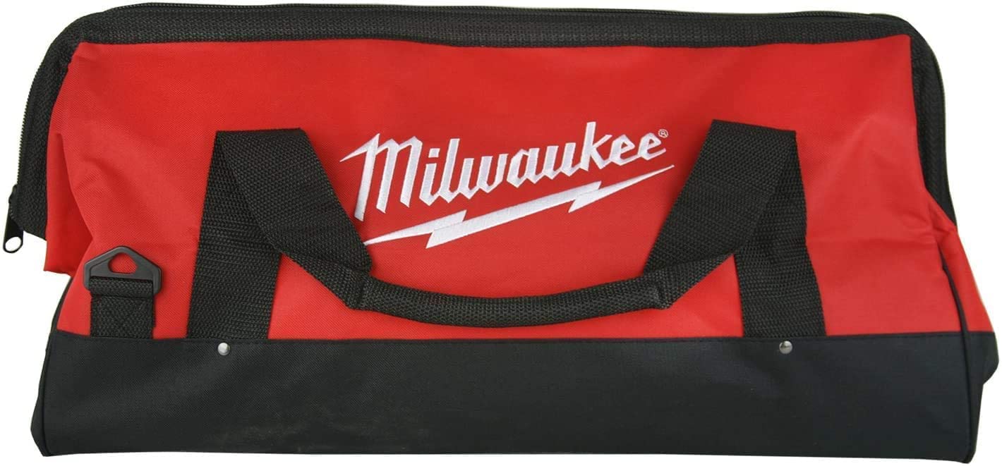 Heavy Duty 22-Inch Canvas Tool Bag for Milwaukee 18V/12V/14V Drill - Durable Red Construction Tool Case for Electricians & Contractors - Perfect for Job Sites, Workshops & DIY Projects