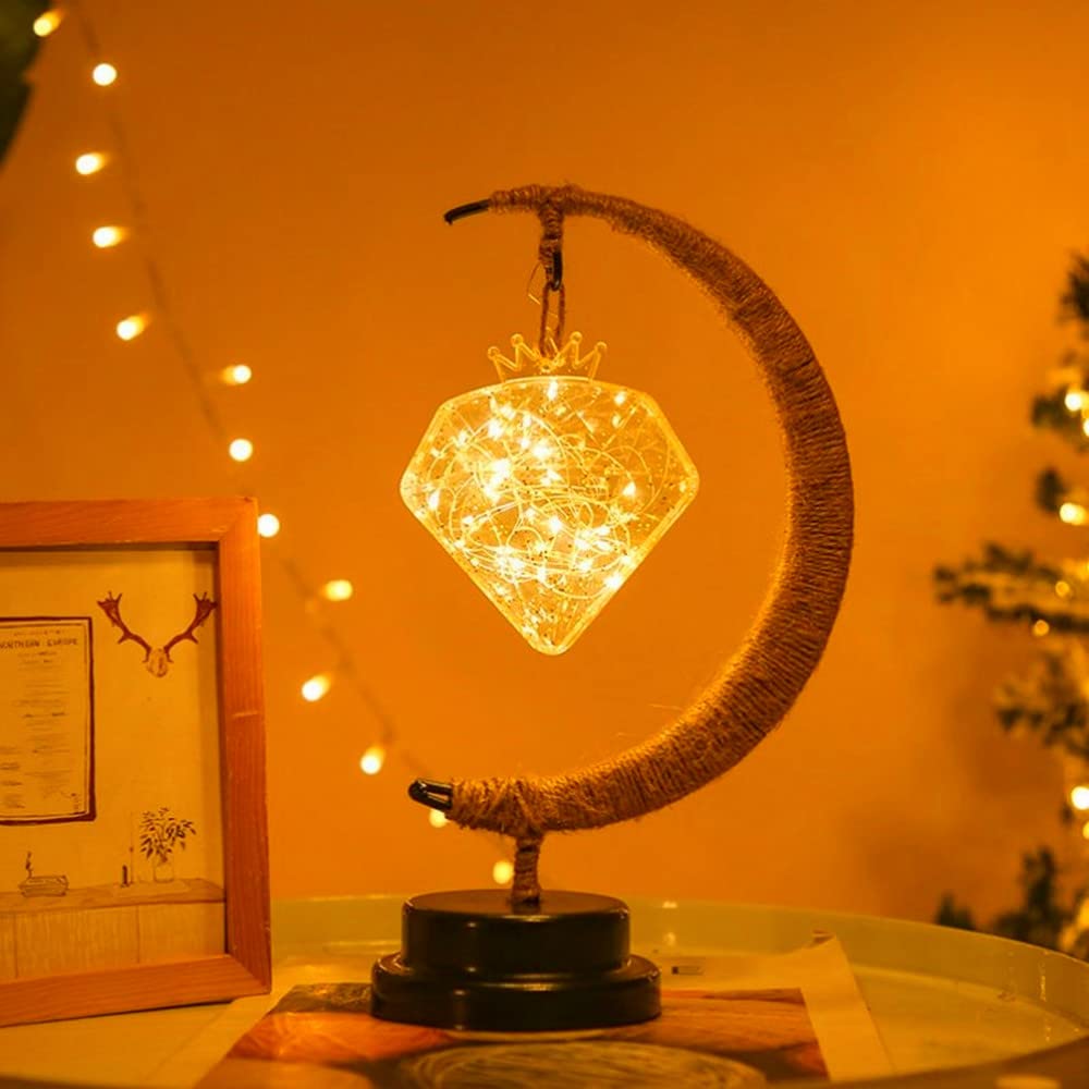 Diamond Night Light Lamp - Warm White LED Illusion Glass Table Desk Decor for Bedroom, Nursery, Party & Birthday Gift - Perfect for Relaxation, Meditation & Home Decor