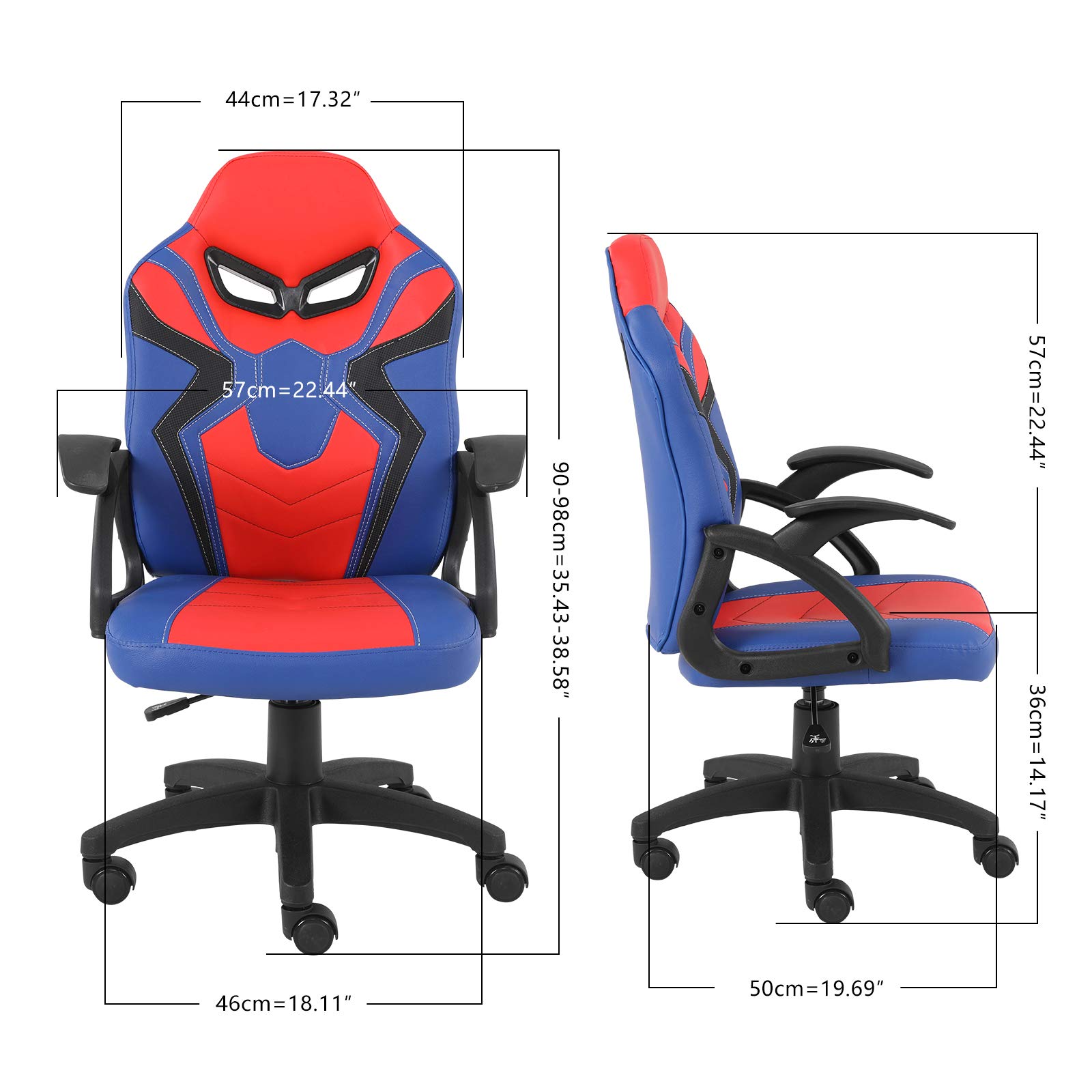 Modern-Depo Ergonomic Gaming Chair for Teens & Students - High Back Racing Style Computer Chair with Adjustable Height, Swivel Base & Lumbar Support - Perfect for Gaming, Studying & Office Work (Blue)