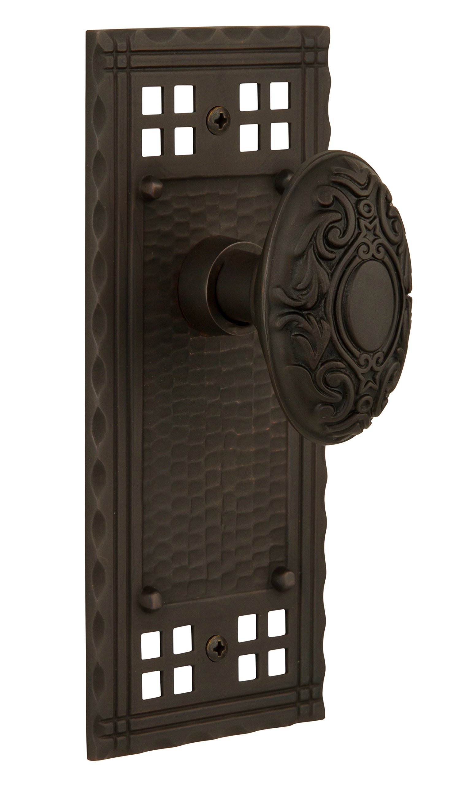 Vintage Style Craftsman Door Plate with Victorian Knob - 2.375