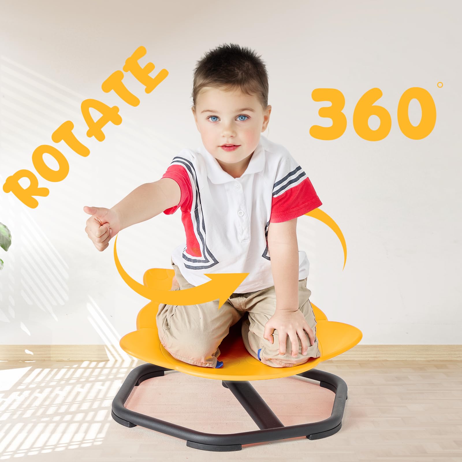 **Kids Sensory Swivel Chair - Spinning Chair for Autism & Sensory Needs, Training Body Coordination - Yellow | Perfect for Sensory Rooms, Classrooms & Home Use**