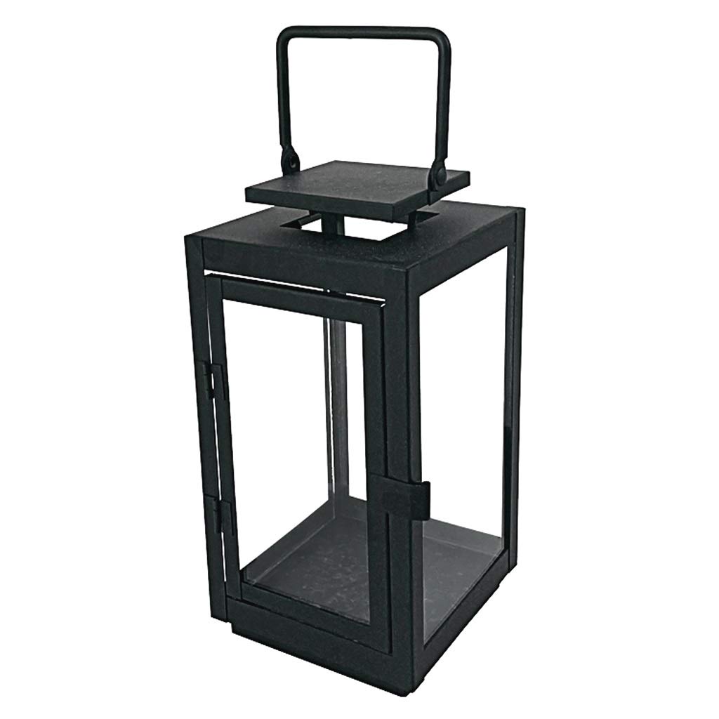 Vintage Black Metal Hanging Lantern - 16×49.5cm Outdoor/Indoor Decorative Candle Lantern for Wedding, Garden, Patio & Home Decor - Weather-Resistant Tabletop or Wall-Mounted Lighting