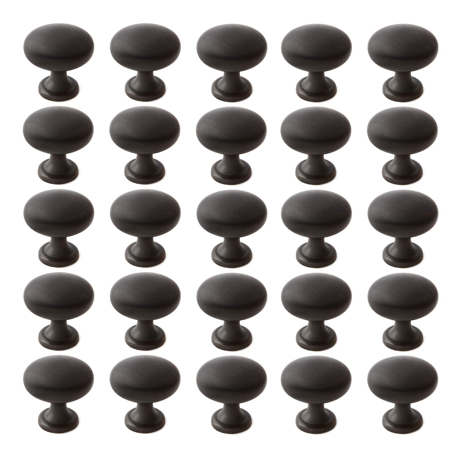 25 Pack Solid Bronze Cabinet Knobs - 1-1/8