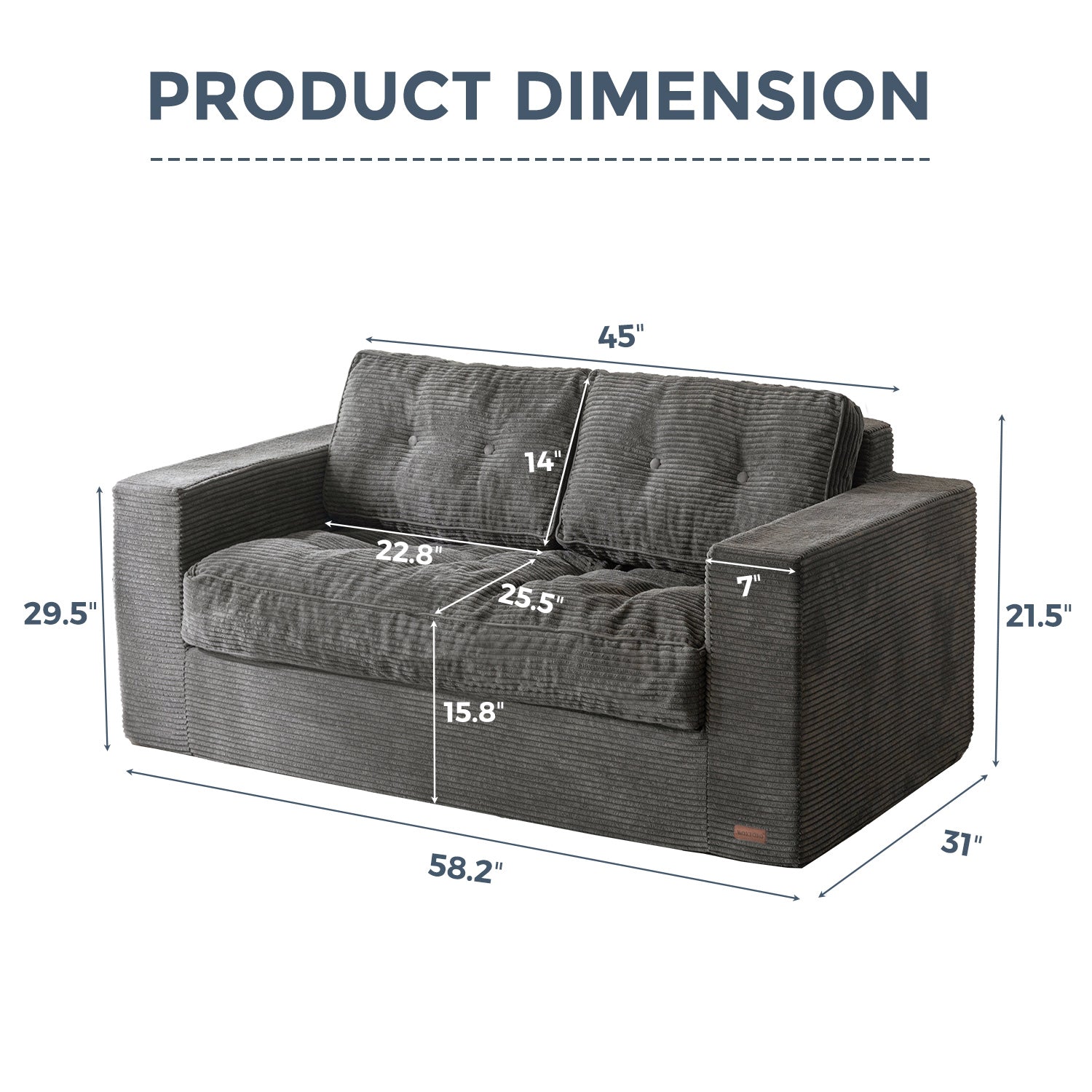 MAXYOYO Large Bean Bag Chair - Dark Grey Oversized Bean Bag Couch for Adults, Kids Bedroom & Living Room Furniture | Perfect for Lounging, Gaming, Movie Nights & Relaxation