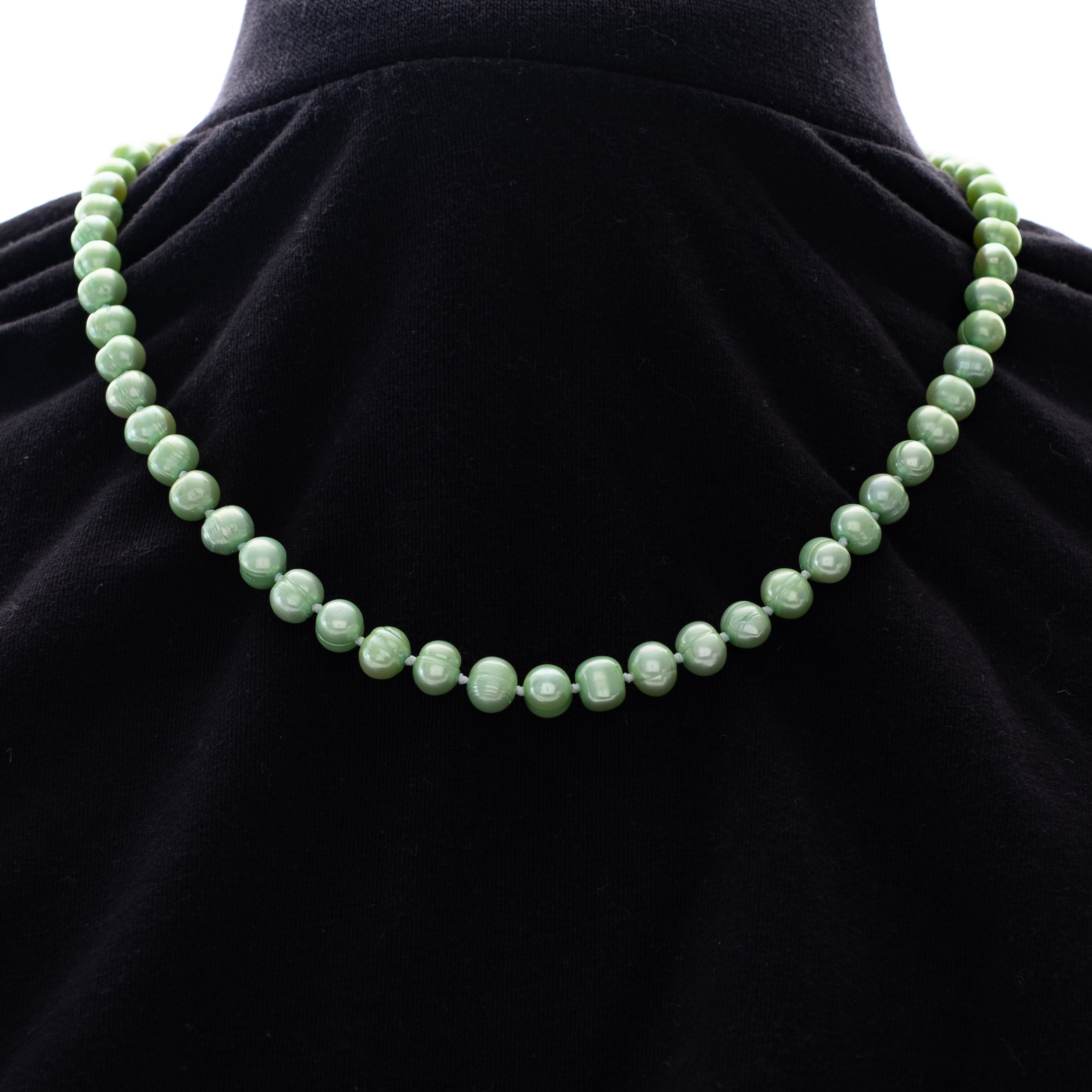6-7mm Slime Green Pearl Strand - High-Quality Beads for Jewelry Making, DIY Crafts, and Fashion Accessories | Perfect for Necklaces, Bracelets, and Earrings