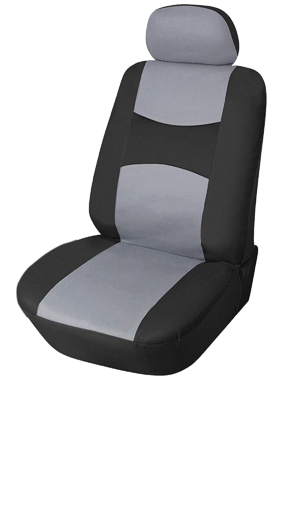 Universal Fit Protech PU Leather Car Seat Covers - Airbag Compatible for Most Cars, Trucks, Vans & SUVs (2-Piece Set, Black/Gray) - Protect & Upgrade Your Vehicle Interior for Daily Commute & Road Trips