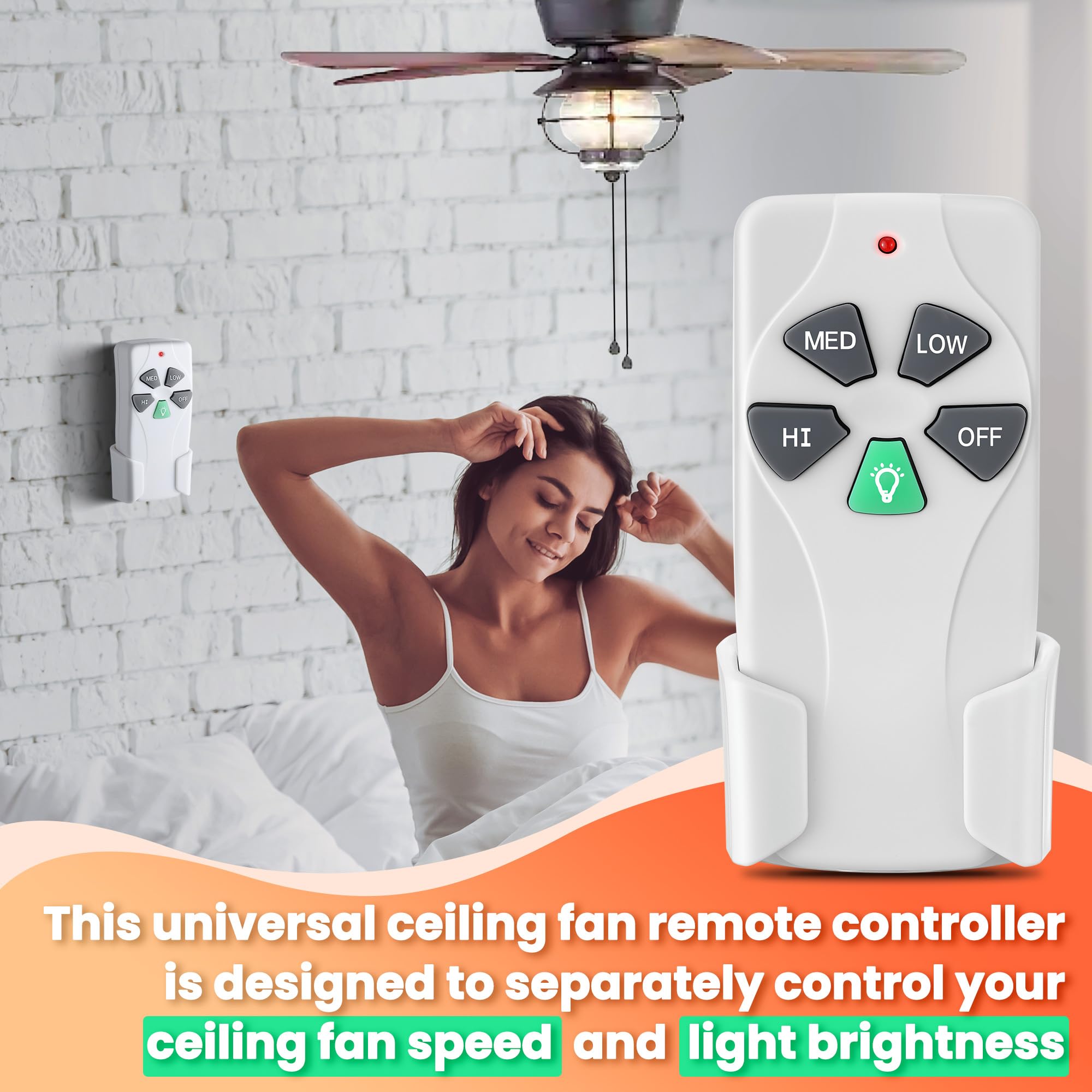 Hunter Ceiling Fan Remote Control Kit - 3 Speed Fan Remote with Battery, Wall Mount - Compatible with Hunter & Swanson Fans - Perfect for Bedroom, Living Room, and Office Use