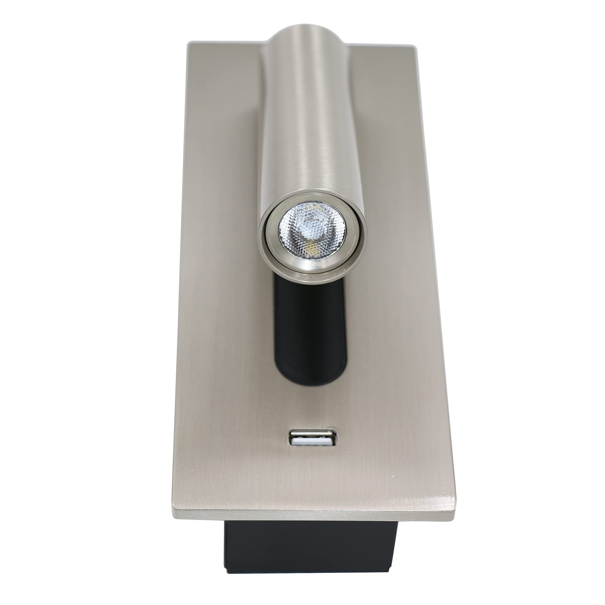LED Bedside Reading Wall Light with USB Fast Charging - Adjustable Swivel Head, Wall Mount Night Light (Nickel, Soft White 4000K) - Perfect for Bedroom, Study Room & Dorm Reading