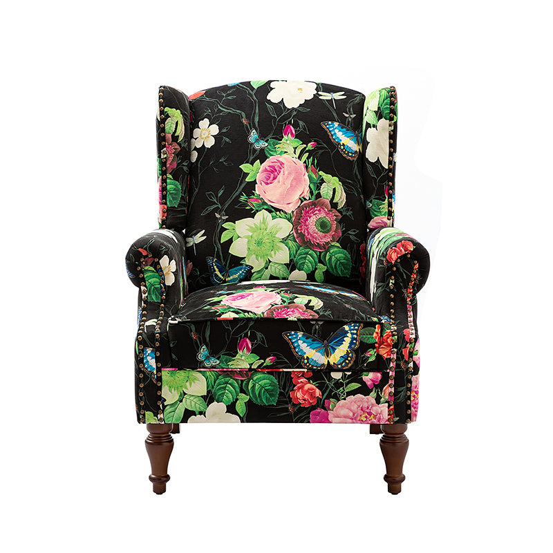 Felix Upholstered Wingback Armchair with Spindle Legs - Comfortable Living Room Chair for Reading & Relaxing - Perfect for Home Office, Bedroom or Lounge Area