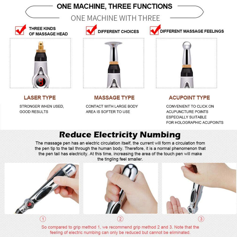 Electric Acupuncture Pen - Pain Relief Massager with Laser & Magnet Therapy for Meridian Stimulation | Portable Device for Muscle Relaxation, Stress Relief & Wellness at Home or Travel
