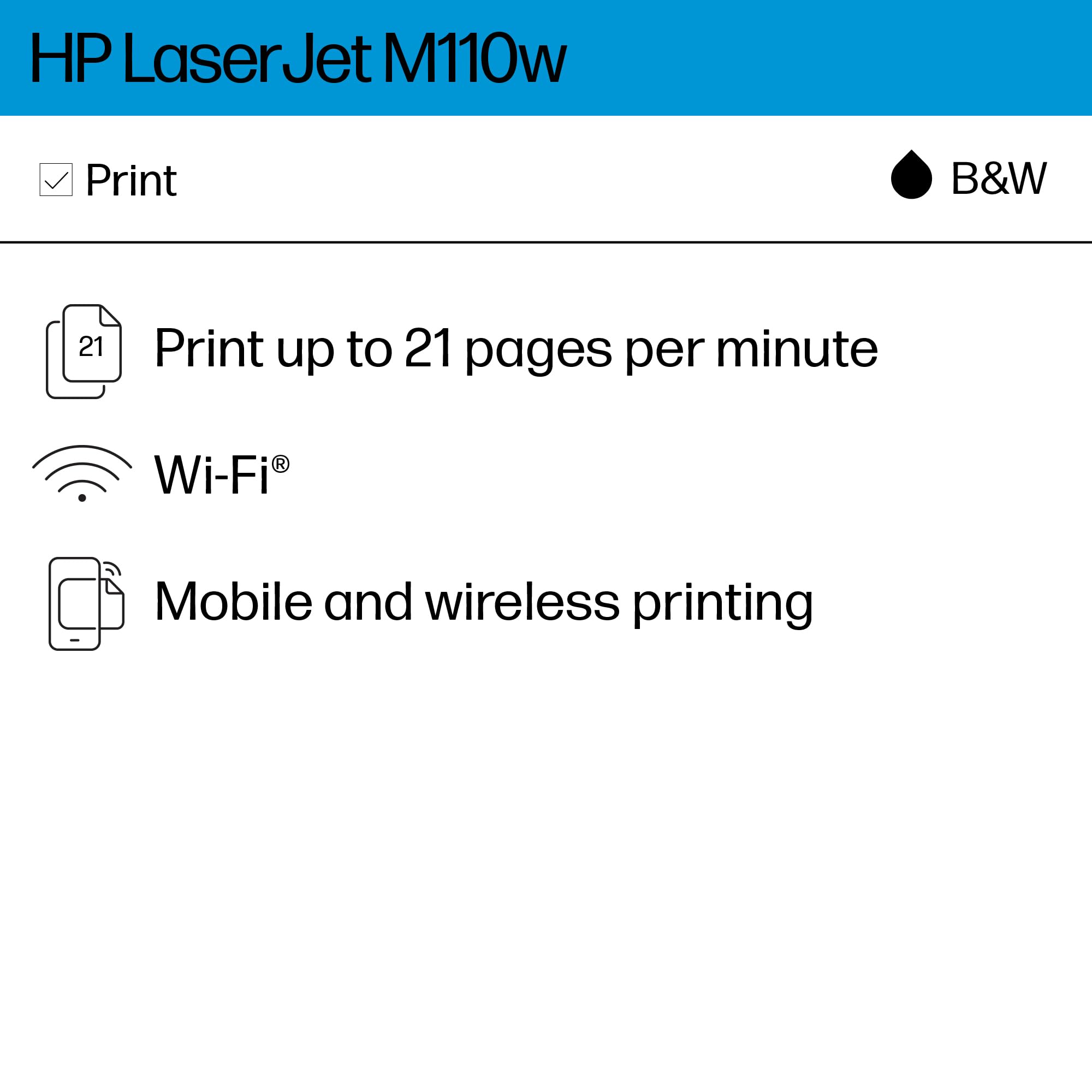 HP LaserJet M110w Wireless Printer - Fast Printing, Easy Setup, Mobile & Cloud Compatible - Ideal for Home Office & Small Business Workspaces