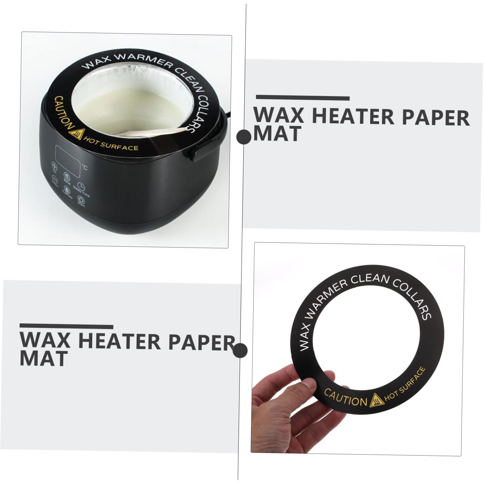IPetboom 50pcs Wax Warmer Accessories Kit - Anti-Ring Wax Pot Collar, Hair Removal Wax Protector Rings, Heater Paper Washer & Wipes for Professional Waxing - Perfect for Salon, Spa & Home Use (Black)