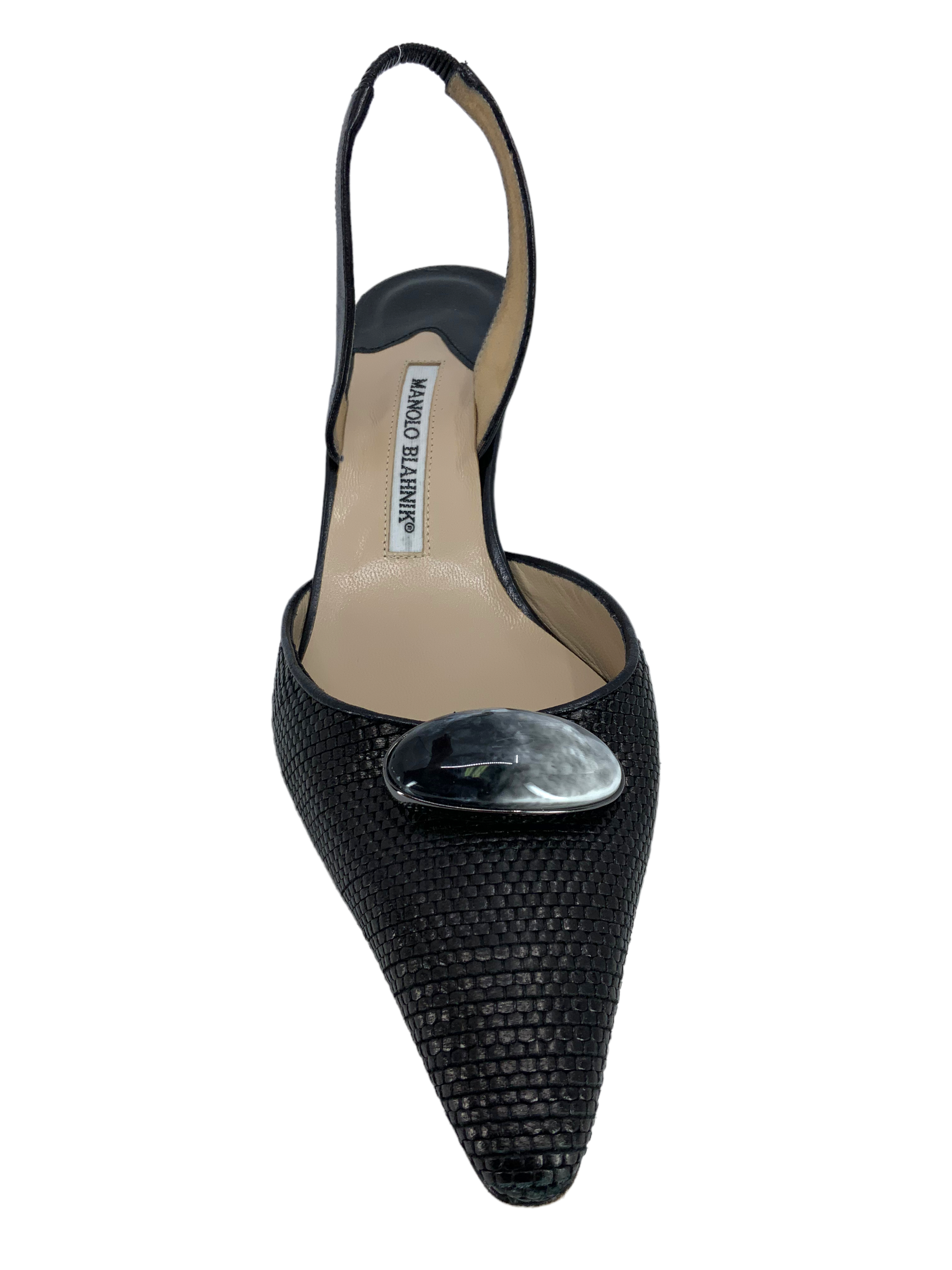 Manolo Blahnik Carolyne Woven Straw Slingback Pumps - Women's Size 9 | Summer Weddings, Beach Parties & Outdoor Events